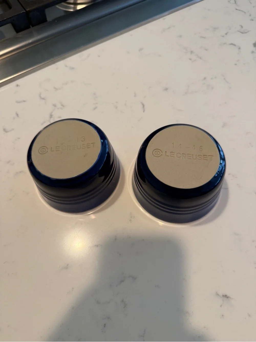 Le Creuset Blue Stoneware Ramekins Set of 2 4” Mini Bowls